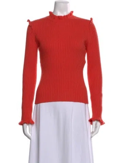 Pre-owned Derek Lam 10 Crosby Cashmere Mock Neck Sweater In Red