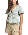 Derek Lam 10 Crosby Caspien Striped Twist-front Peplum Blouse In Green
