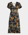 Derek Lam 10 Crosby Cecile Flutter-sleeve Midi Dress In Copper Multi