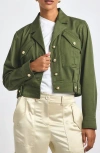 Derek Lam 10 Crosby Celinora Crop Twill Jacket In Green