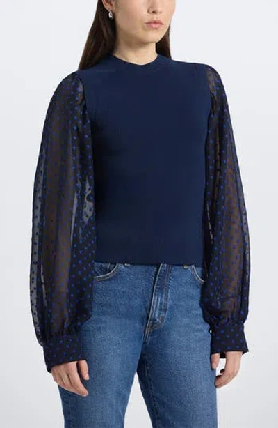 Derek Lam 10 Crosby Cerina Mixed Media Sweater In Blue