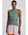 Derek Lam 10 Crosby Chaya Halter Crop Top In Jade