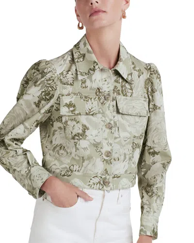 Derek Lam 10 Crosby Chloe Floral Puff-sleeve Utility Jacket In Ivy Multi