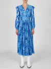 Derek Lam 10 Crosby Chrishelle V-neck Ruffle Dress In Navy Multi In Blue