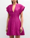 Derek Lam 10 Crosby Christina Short Sleeve Mini Dress In Hibiscus In Pink