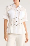 Derek Lam 10 Crosby Cilou Cotton Eyelet Utility Shirt In White