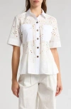 Derek Lam 10 Crosby Cilou Cotton Eyelet Utility Shirt In White