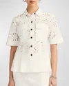 Derek Lam 10 Crosby Cilou Eyelet Utility Shirt In Whitewhite