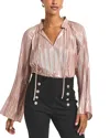 Derek Lam 10 Crosby Claira Pleated Metallic Top In Multi