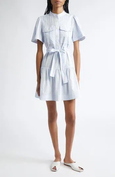 Derek Lam 10 Crosby Clynton Variegated Stripe Short Sleeve Shirtdress In Blue
