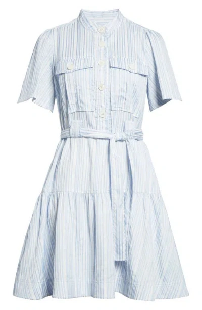Derek Lam 10 Crosby Clynton Variegated Stripe Short Sleeve Shirtdress In Gray
