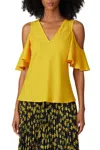 Derek Lam 10 Crosby Cold Shoulder Blouse In Yellow Multi In Yellow