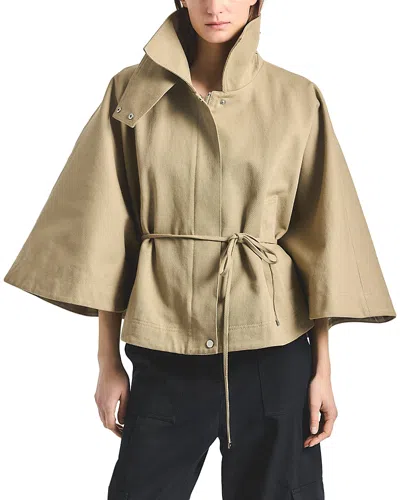 Derek Lam 10 Crosby Collins Twill Belted Capelet Jacket In Animal Print