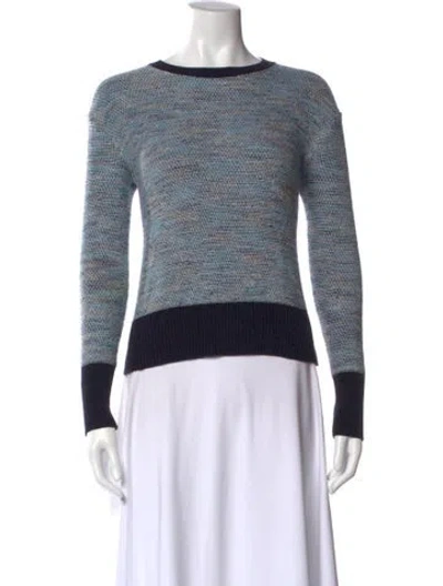 Pre-owned Derek Lam 10 Crosby Colorblock Pattern Bateau Neckline Sweater In Blue