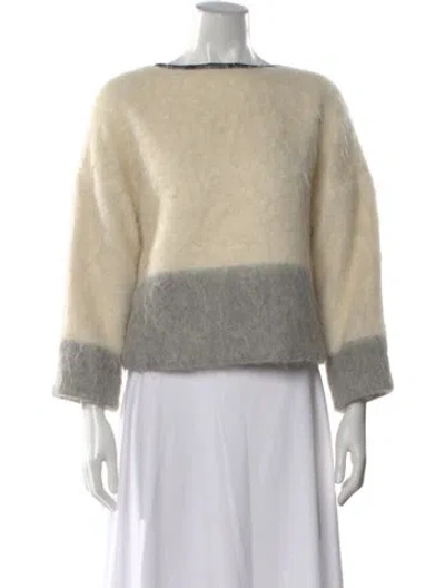 Pre-owned Derek Lam 10 Crosby Colorblock Pattern Crew Neck Sweater In Neutral