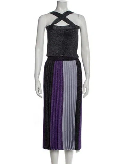 Pre-owned Derek Lam 10 Crosby Colorblock Pattern Glitter Accents Skirt Set In Purple