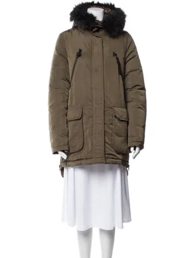 Pre-owned Derek Lam 10 Crosby Colorblock Pattern Parka In Green