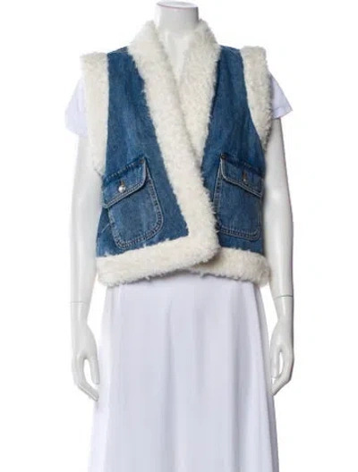 Pre-owned Derek Lam 10 Crosby Colorblock Pattern Vest In Blue