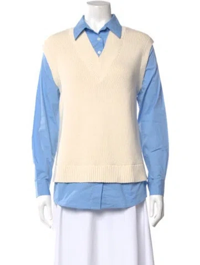 Pre-owned Derek Lam 10 Crosby Colorblock Pattern V-neck Sweater