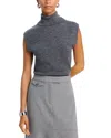 Derek Lam 10 Crosby Contro Turtleneck Knit Vest In Grey Melange