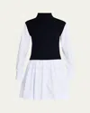 Derek Lam 10 Crosby Cressida Mixed-media Dress In Midnight/stripe