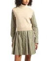 Derek Lam 10 Crosby Cressida Mixed Media Wool-blend Dress In Green