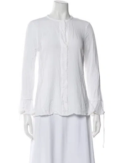 Pre-owned Derek Lam 10 Crosby Crew Neck Long Sleeve Blouse In White
