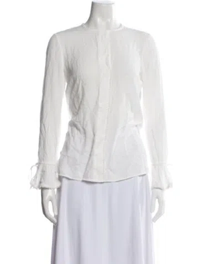 Pre-owned Derek Lam 10 Crosby Crew Neck Long Sleeve Blouse In White