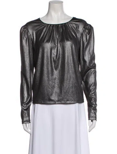 Pre-owned Derek Lam 10 Crosby Crew Neck Long Sleeve Top In Silver