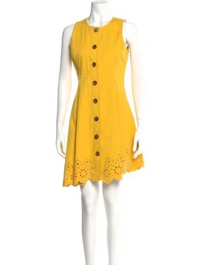 Pre-owned Derek Lam 10 Crosby Crew Neck Mini Dress In Yellow
