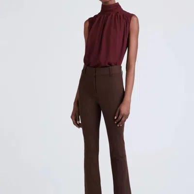 Derek Lam 10 Crosby Cropped Flare Trouser Pants In Chocolate In Gold