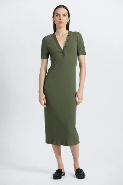 Derek Lam 10 Crosby Damiana Henley Dress In Green
