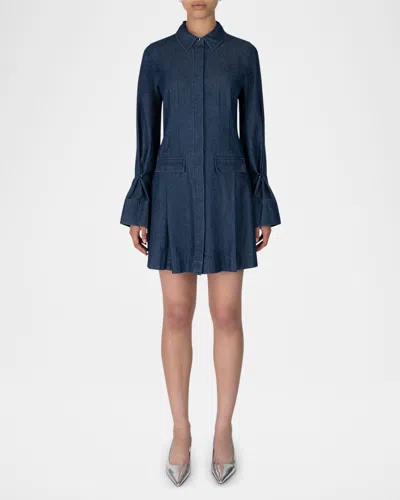 Derek Lam 10 Crosby Devan Sleeveless Denim Mini Shift Dress In Hudson