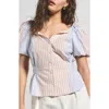 Derek Lam 10 Crosby Davina Stripe Off The Shoulder Belted Top