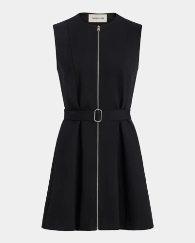 Derek Lam 10 Crosby Deeda Ponte Zip-front Mini Dress In Black