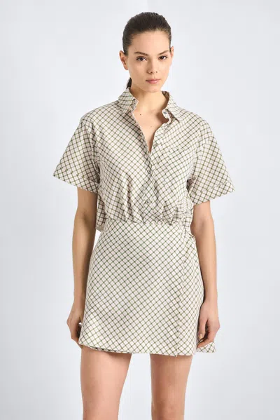 Derek Lam 10 Crosby Delaney Mini Check Dress In Neutral