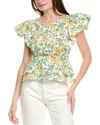 Derek Lam 10 Crosby Delphine Ruffle Blouse In Yellow