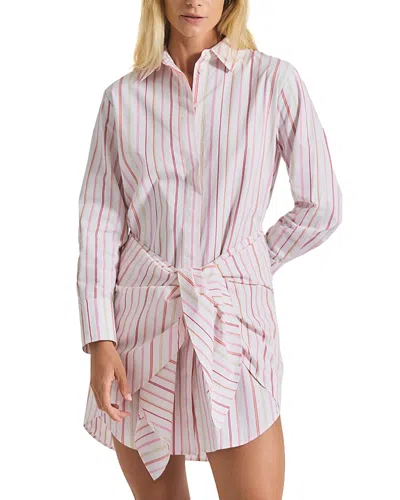 Derek Lam 10 Crosby Derel Lam 10 Crosby Trish Striped Waist Tie Poplin Shirt Dress In Pink