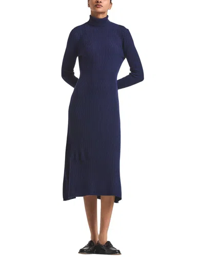 Derek Lam 10 Crosby Diana Ribbed Wool Turtleneck Midi Dress In Blue