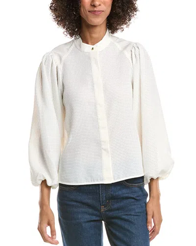 Derek Lam 10 Crosby Dianne Mini Grid Georgette Blouse In White