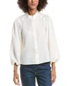 Derek Lam 10 Crosby Dianne Mini Grid Georgette Blouse In White