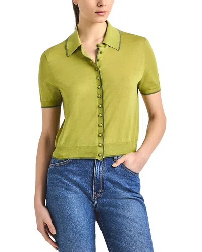 Derek Lam 10 Crosby Dorella Short Sleeve Polo Sweater In Green