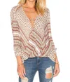 DEREK LAM 10 CROSBY DRAPE FRONT TOP BLOUSE IN MULTI