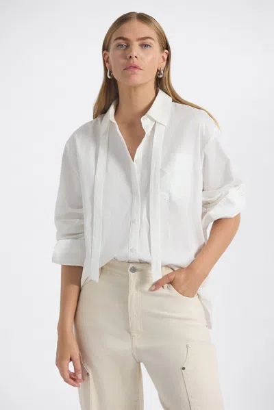 Derek Lam 10 Crosby Edeline Button Up Shirt With Neck Tie In White