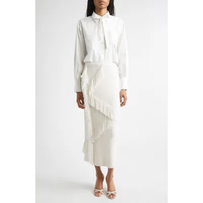 Derek Lam 10 Crosby Edeline Cotton Button-up Shirt With Tie In White
