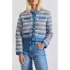 Derek Lam 10 Crosby Elain Stripe Cotton Blend Tweed Jacket In Blue
