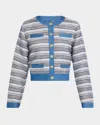 Derek Lam 10 Crosby Elain Stripe Cotton Blend Tweed Jacket In Blue