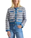 Derek Lam 10 Crosby Elain Stripe Cotton Blend Tweed Jacket In Blue
