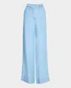 Derek Lam 10 Crosby Eli Wide-leg Chambray Trousers In Skyler