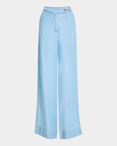 Derek Lam 10 Crosby Eli Wide-leg Chambray Trousers In Skyler